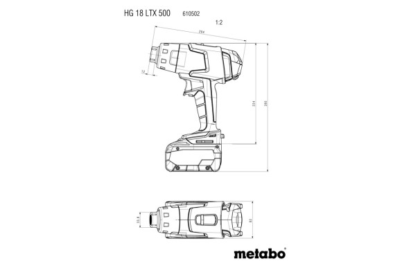 Аккумуляторный строительный фен Metabo HG 18 LTX 500, 18В, каркас (610502850)
