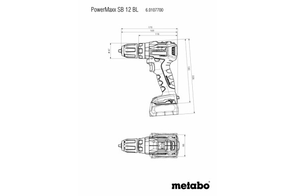 Аккумуляторный ударный шуруповерт Metabo PowerMaxx SB 12 BL, 12В, каркас (601077890)