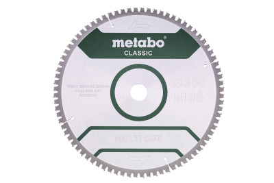 Пильний диск Metabo CLASSIC по мультиматеріалам 305х30х3, 80 зубів (628286000)