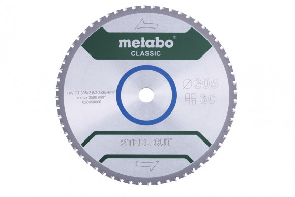 Пиляльний диск Metabo CLASSIC по сталі 305x25.4x2.6, 60 зубів (628668000)