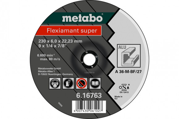 Зачисний диск 180x60x22,2 мм, Flexiamant super (Premium), з алюмінію, A 36-M Metabo (616760000)