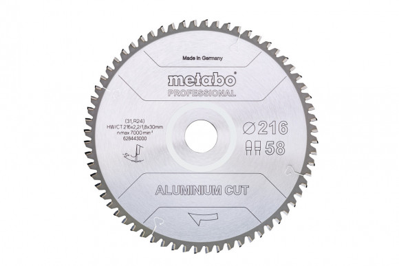 Пиляльний диск Metabo PROFESSIONAL по алюмінію 216x30x2.2, 58 зубів (628443000)