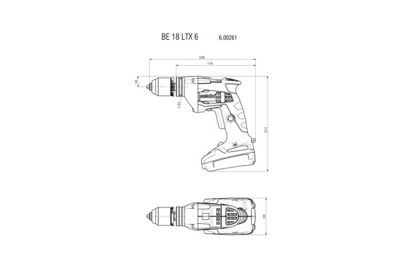 Акумуляторний дриль Metabo BE 18 LTX 6, каркас, MetaLoc (600261840)