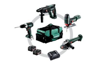 Акумуляторні інструменти в комплекті Metabo Combo Set 4.1.4 (BS 18LT+W 18L 9-125+KH 18LTX 24+ST 18L 90), 18В (685232000) Акумуляторні інструменти в комплекті Metabo Combo Set 4.1.4 (BS 18LT+W 18L 9-125+KH 18LTX 24+ST 18L 90), 18В (685232000)