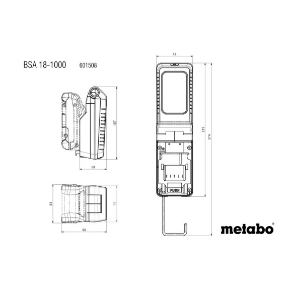 Акумуляторний прожектор Metabo BSA 18-1000, 18В, каркас (601508850)