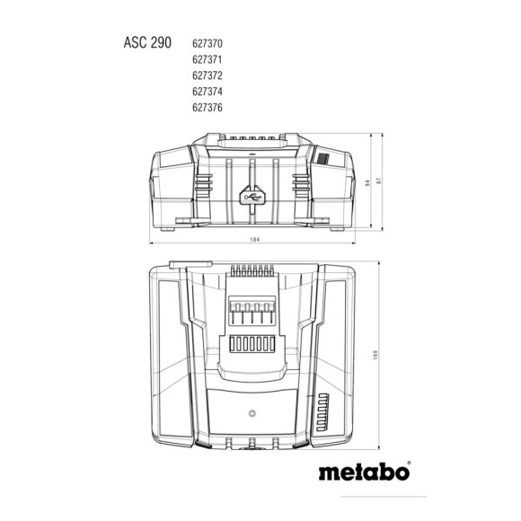 Швидкозарядний пристрій Metabo ASC 290, 12–36 В, «AIR COOLED» (627370000)