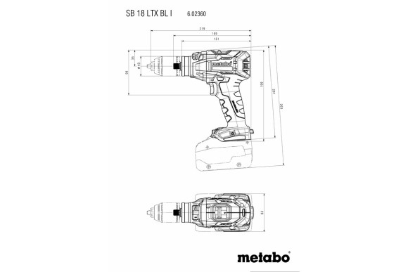 Акумуляторний ударний дриль-шурупокрут Metabo SB 18 LTX BL I 2х5.2 Аг (602360650)