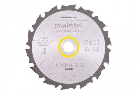 Пиляльний диск Metabo PROFESSIONAL, по дереву 165x20x2, 14 зуб'їв (628292000)