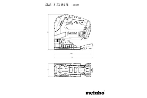 Аккумуляторный лобзик Metabo STAB 18 LTX 150 BL, 18В, каркас (601503850) Аккумуляторный лобзик Metabo STAB 18 LTX 150 BL, 18В, каркас (601503850)