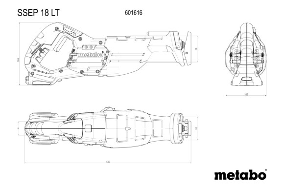 Акумуляторна шабельна пила Metabo SSEP 18 LT, 18В, каркас (601616850) Акумуляторна шабельна пила Metabo SSEP 18 LT, 18В, каркас (601616850)