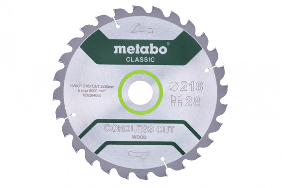 Пиляльний диск Metabo PROFESSIONAL, по дереву 216x30x1.8, 28 зубів (628284000)