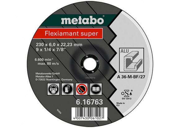 Зачистний диск 150x6 0x22, 2 мм, Flexiamant super (Premium), алюміній, A 36-M Metabo (616754000)