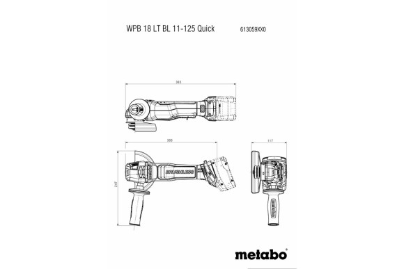 Акумуляторна болгарка Metabo WPB 18 LT BL 11-125 Quick каркас (613059850)