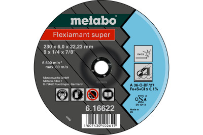 Зачисний диск Metabo Flexiamant super 100x6,0x16,0 Inox, SF 27 (616735000) Зачисний диск Metabo Flexiamant super 100x6,0x16,0 Inox, SF 27 (616735000)