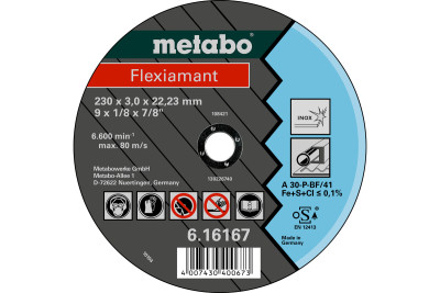 Відрізний круг Metabo Flexiamant 180x3,0x22,23, Inox, TF 42 (616299000) Відрізний круг Metabo Flexiamant 180x3,0x22,23, Inox, TF 42 (616299000)