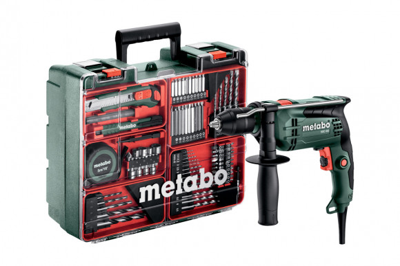 Дриль ударний Metabo SBE 650 в кейсі з набором приладдя (600742870)