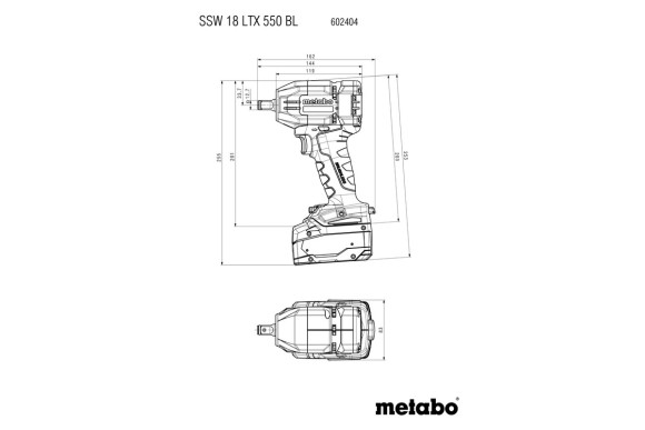 Акумуляторний ударний гайковерт Metabo SSW 18 LTX 550 BL (602404800) Акумуляторний ударний гайковерт Metabo SSW 18 LTX 550 BL (602404800)