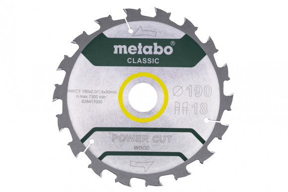 Пиляльний диск Metabo по дереву 190x30, 18 зубів (628417000)