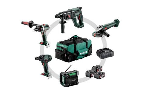 Акумуляторні інструменти в комплекті Metabo Combo Set 5.2 (BS 18LTX BL Impuls+KH 18LTX 24+W 18L 9-125 QUICK+SSW 18LTX 300 BL+R 12-18DAB+BT) (685213000)