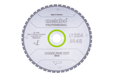 Острый диск Metabo Cordless cut HW/CT 254х2.2/1.6x30, Z48 WZ 5° отр. (628692000)