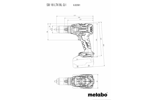 Акумуляторний ударний шуруповерт Metabo SB 18 LTX BL Quick Impuls, каркас (602361840)