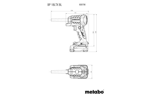 Акумуляторний продувний пістолет Metabo BP 18 LTX BL, каркас (600798850) 