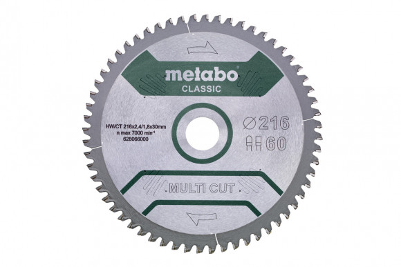 Пильне полотно Metabo «Multi Cut - Classic», 216x30 Z60 FZ/TZ 5°neg /B (628655000)
